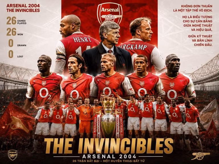 Đội hình Arsenal 2004 vẫn được xem là chuẩn mực của sự hoàn hảo tại Ngoại hạng Anh